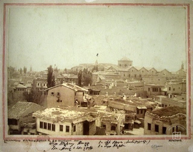 The Armenian Apostolic Cathedral of the Holy Mother of God and the Armenian quarter in the town of Sivas/Sepasdia (Source: Nubarian Library collection)