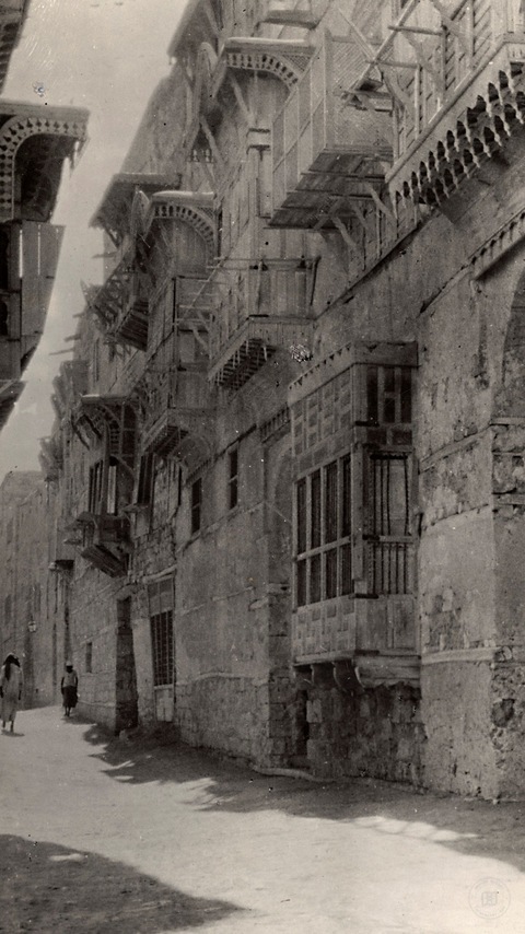 An old Mecca street with projecting windows